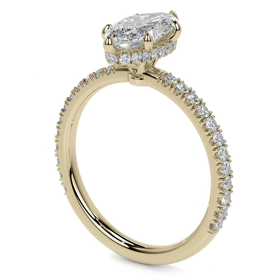 Marquise Hidden Halo Moissanite Engagement Ring
