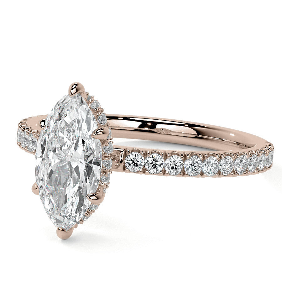 Marquise Hidden Halo Moissanite Engagement Ring