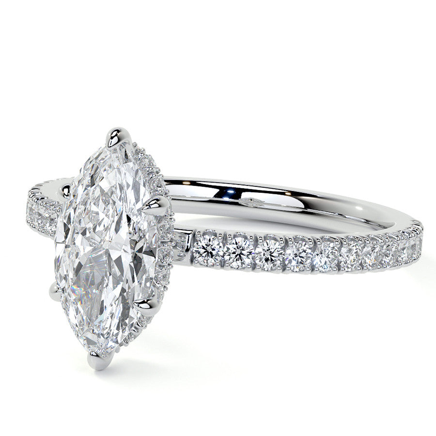 Marquise Hidden Halo Moissanite Engagement Ring