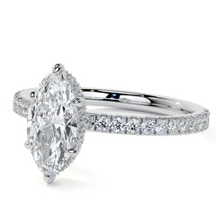 Marquise Hidden Halo Moissanite Engagement Ring
