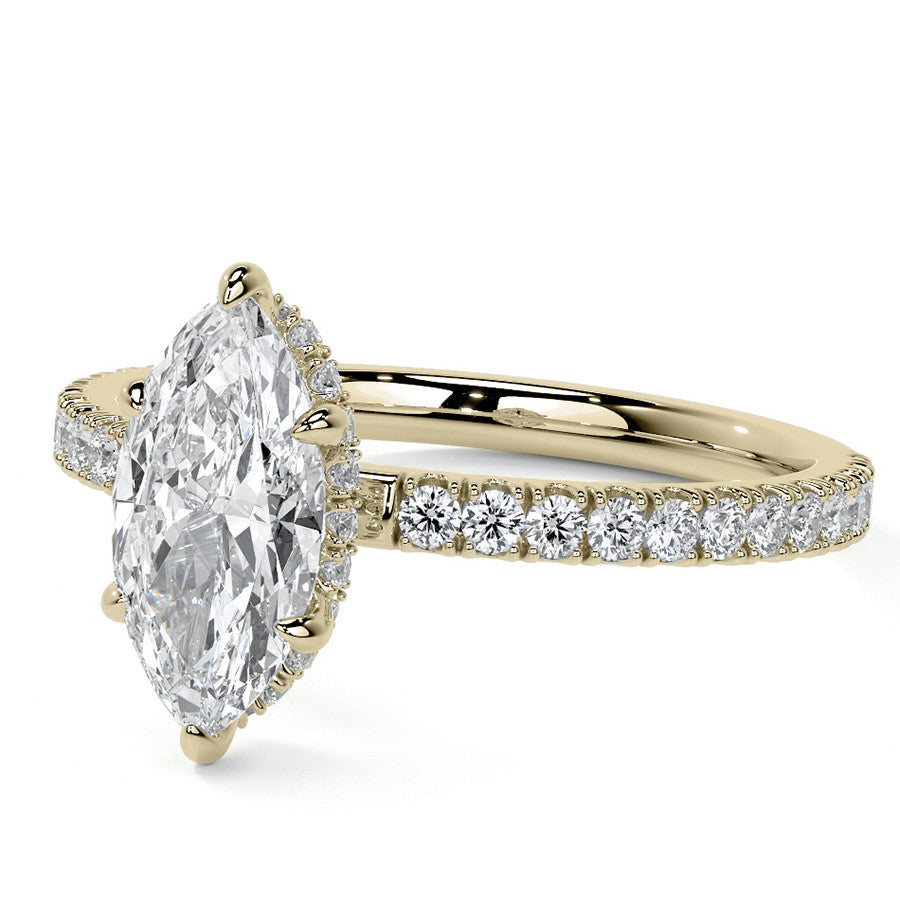 Marquise Hidden Halo Moissanite Engagement Ring