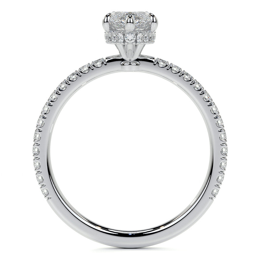 Marquise Hidden Halo Moissanite Engagement Ring