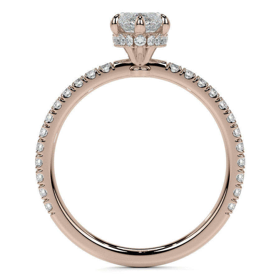 Marquise Hidden Halo Moissanite Engagement Ring