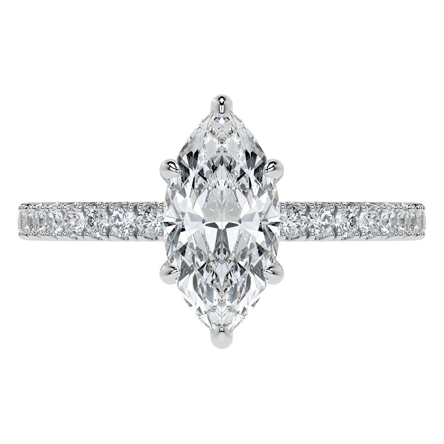 Marquise Hidden Halo Moissanite Engagement Ring