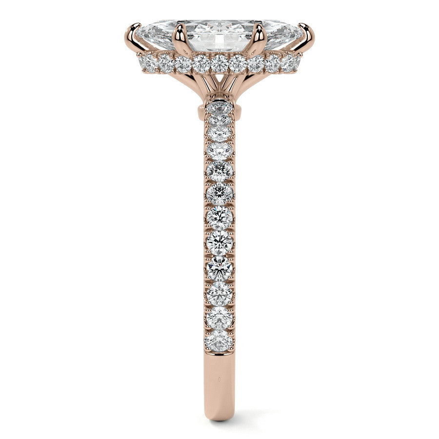 Marquise Hidden Halo Moissanite Engagement Ring