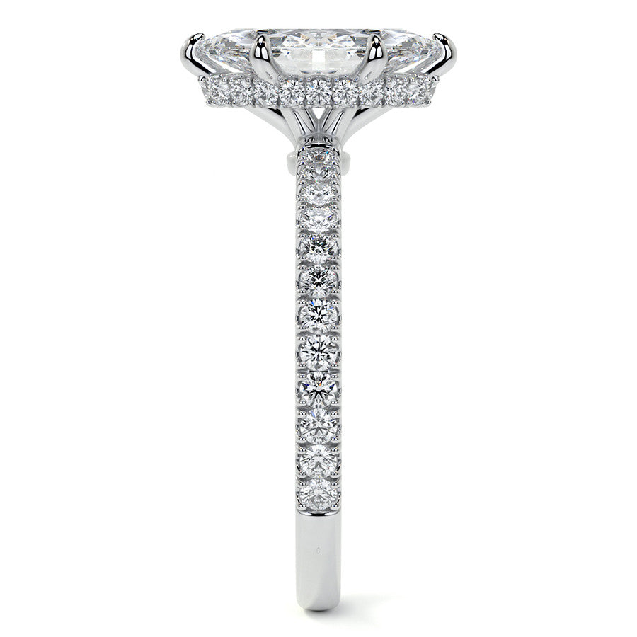 Marquise Hidden Halo Moissanite Engagement Ring