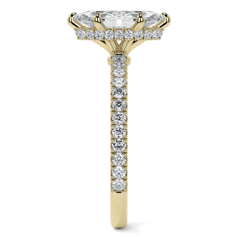 Marquise Hidden Halo Moissanite Engagement Ring