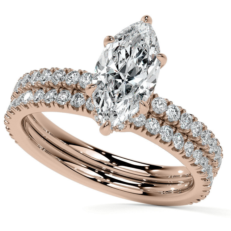 Marquise Hidden Halo Moissanite Engagement Ring