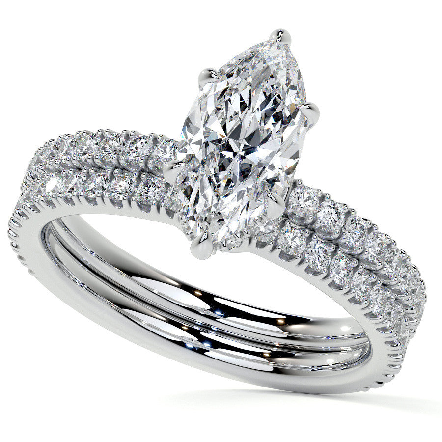 Marquise Hidden Halo Moissanite Engagement Ring