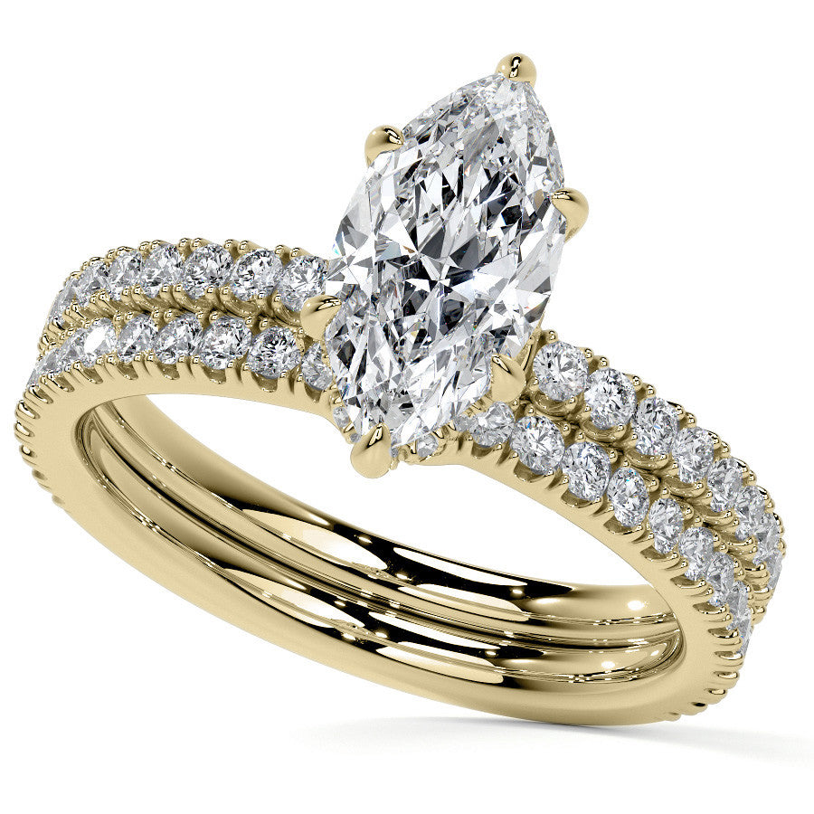Marquise Hidden Halo Moissanite Engagement Ring