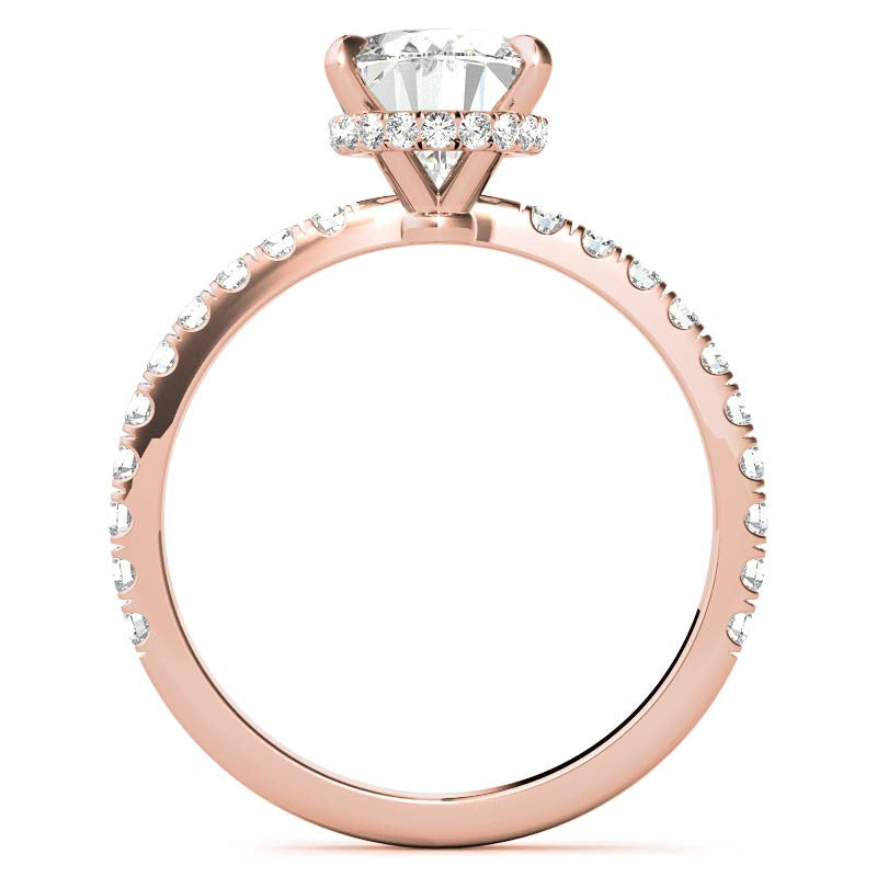 Diamond Collar Oval Moissanite Engagement Ring - 2mm