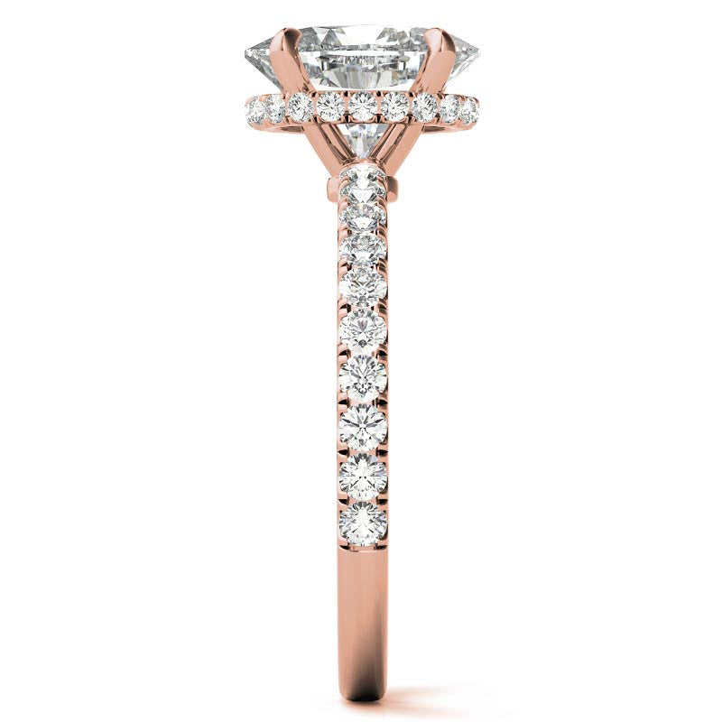 Diamond Collar Oval Moissanite Engagement Ring - 2mm