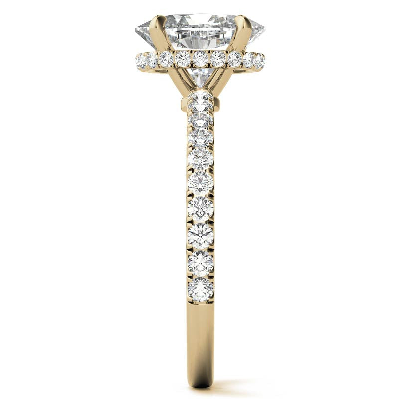 Diamond Collar Oval Moissanite Engagement Ring - 2mm