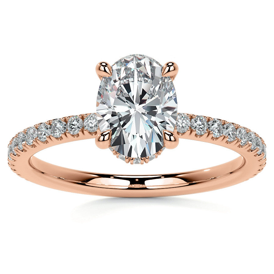 Oval Hidden Halo Moissanite Engagement Ring