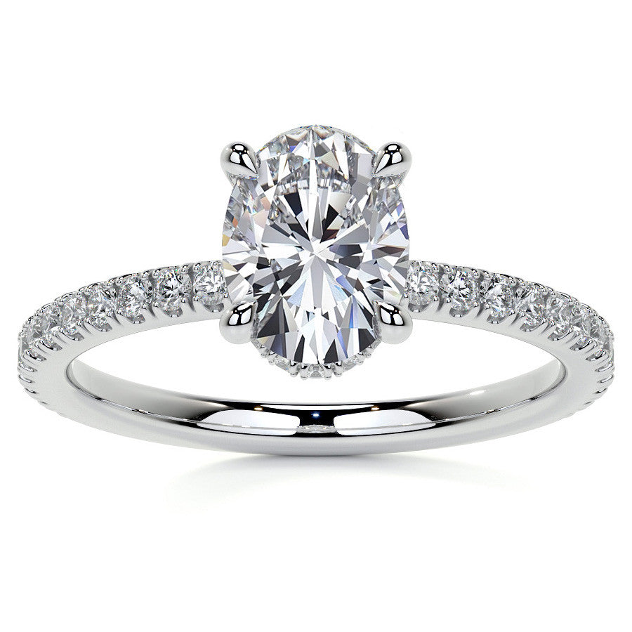 Oval Hidden Halo Moissanite Engagement Ring