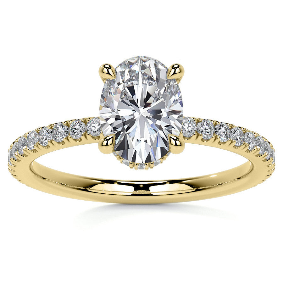 Oval Hidden Halo Moissanite Engagement Ring