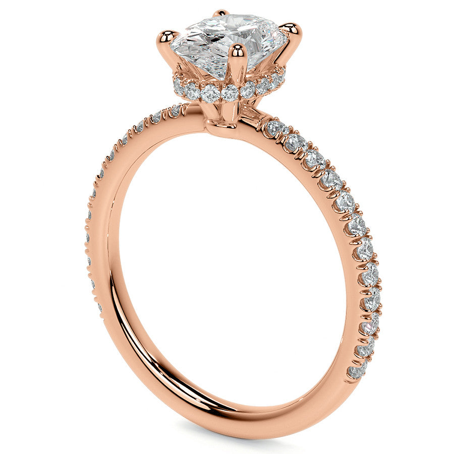 Oval Hidden Halo Moissanite Engagement Ring