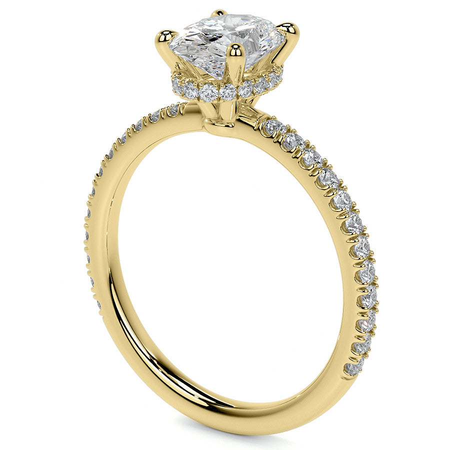 Oval Hidden Halo Moissanite Engagement Ring