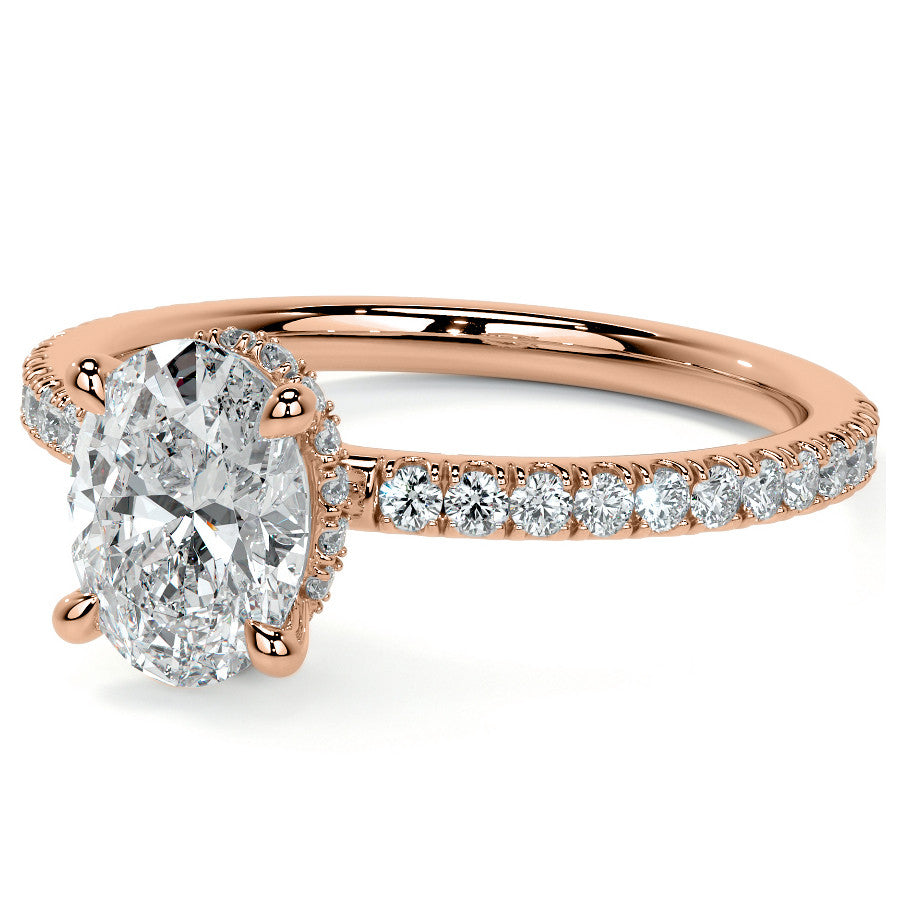 Oval Hidden Halo Moissanite Engagement Ring