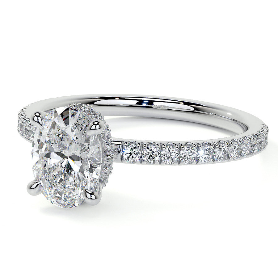 Oval Hidden Halo Moissanite Engagement Ring