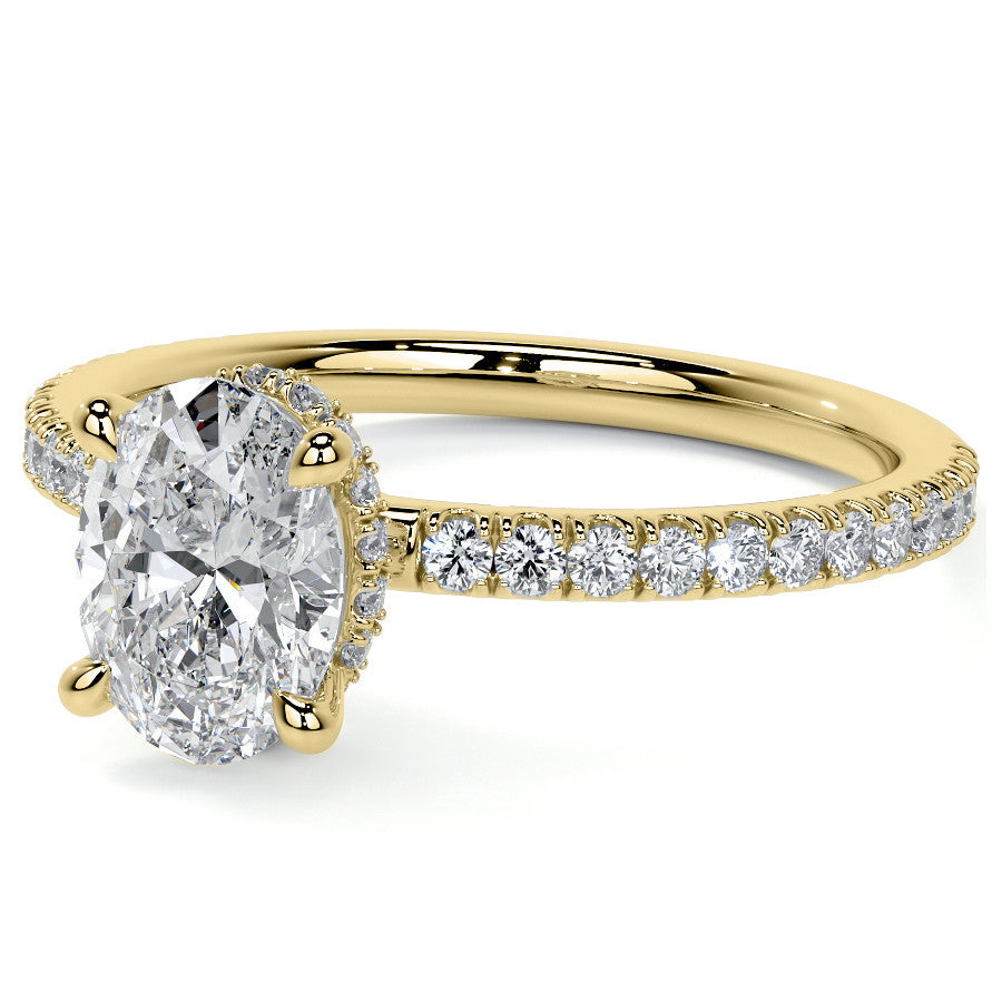 Oval Hidden Halo Moissanite Engagement Ring