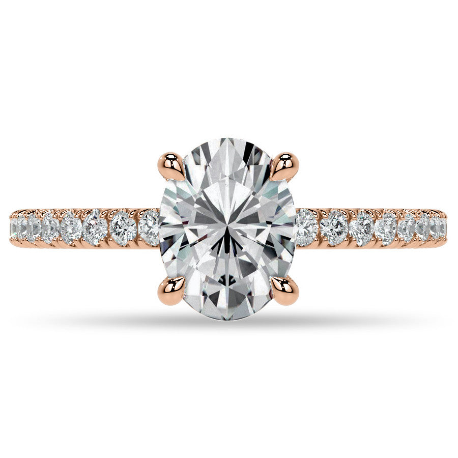Oval Hidden Halo Moissanite Engagement Ring