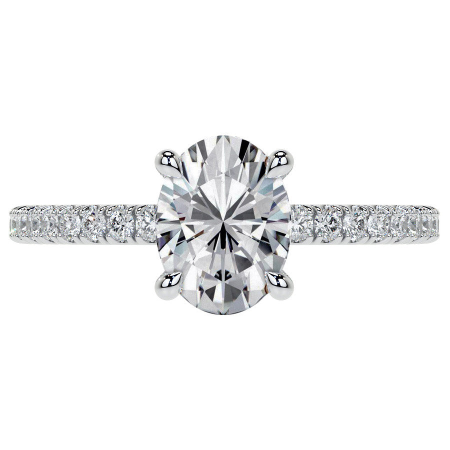 Oval Hidden Halo Moissanite Engagement Ring