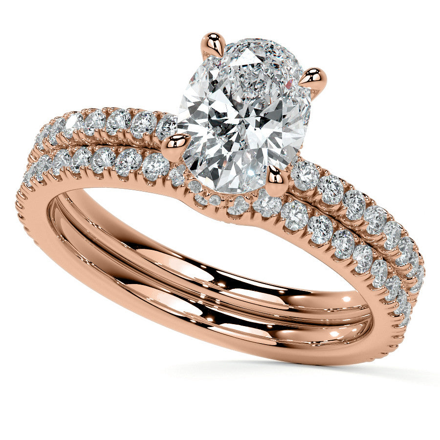 Oval Hidden Halo Moissanite Engagement Ring