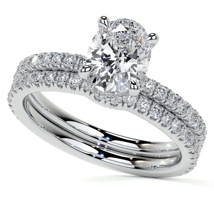 Oval Hidden Halo Moissanite Engagement Ring