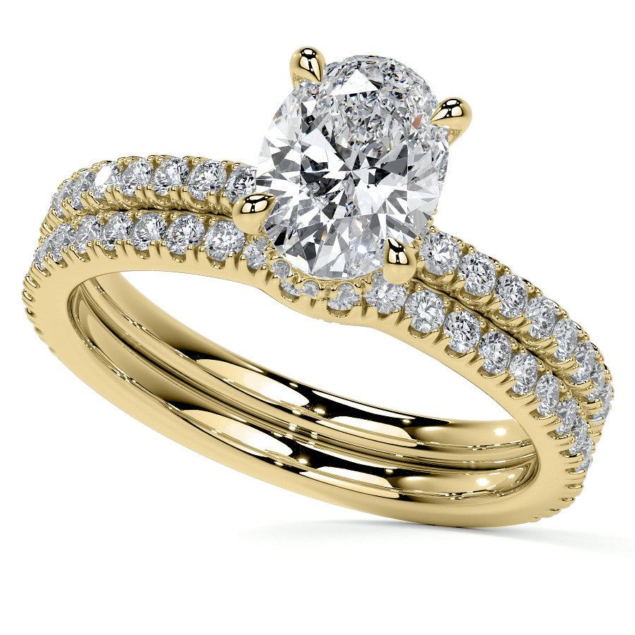 Oval Hidden Halo Moissanite Engagement Ring