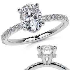 Oval Hidden Halo Moissanite Engagement Ring