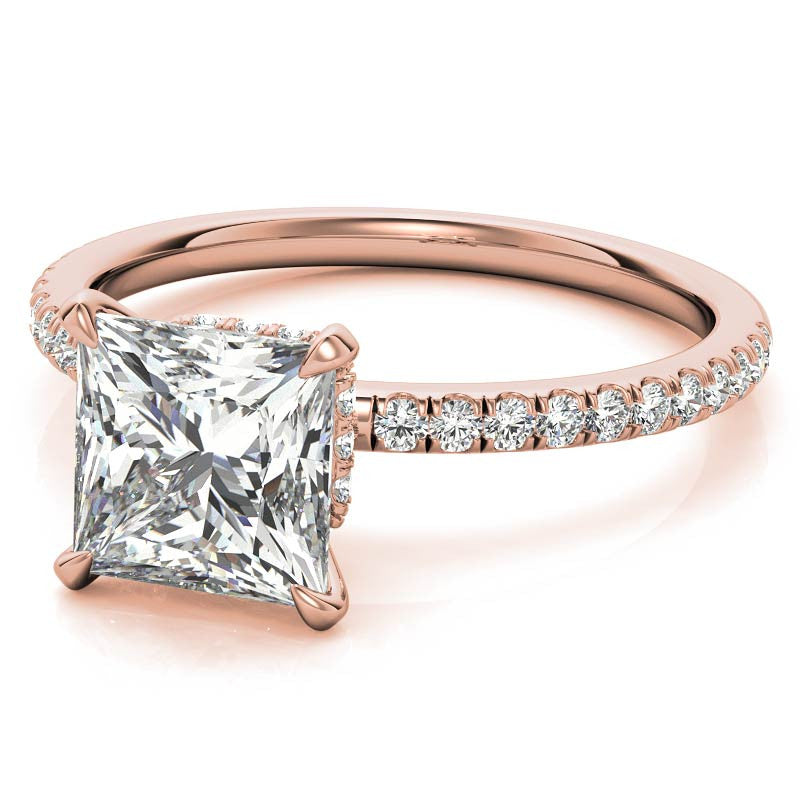 Princess Hidden Halo Moissanite Engagement Ring