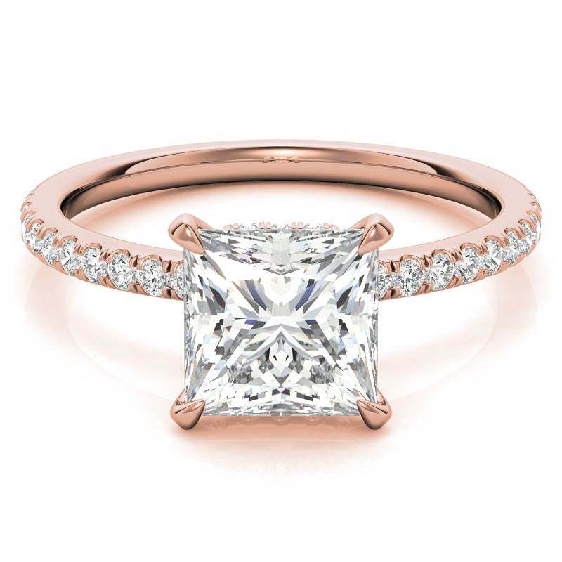 Princess Hidden Halo Moissanite Engagement Ring