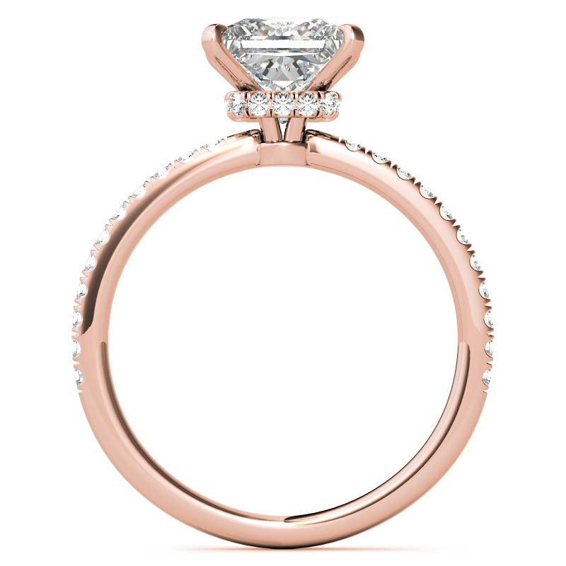 Princess Hidden Halo Moissanite Engagement Ring