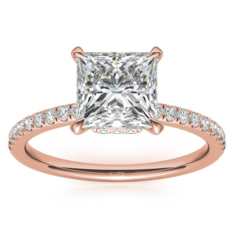 Princess Hidden Halo Moissanite Engagement Ring