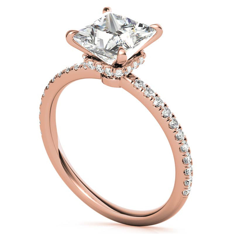 Princess Hidden Halo Moissanite Engagement Ring
