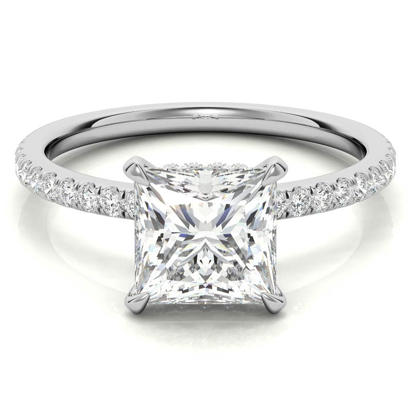 Princess Hidden Halo Moissanite Engagement Ring