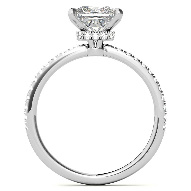 Princess Hidden Halo Moissanite Engagement Ring