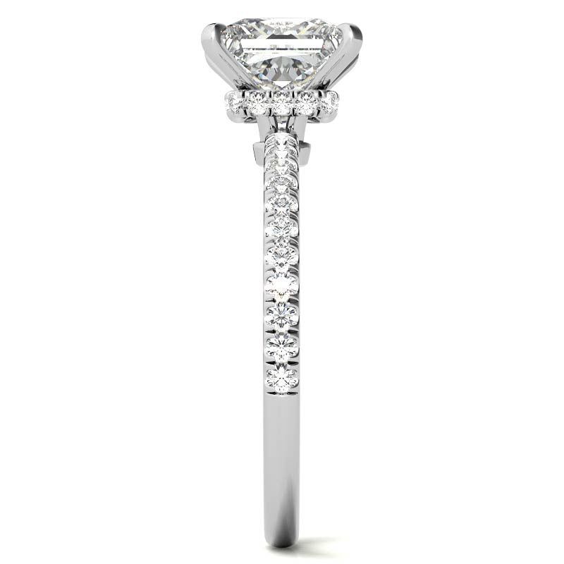 Princess Hidden Halo Moissanite Engagement Ring