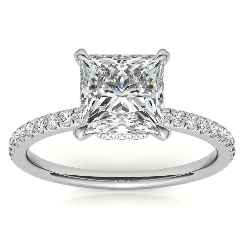 Princess Hidden Halo Moissanite Engagement Ring