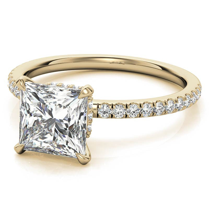 Princess Hidden Halo Moissanite Engagement Ring