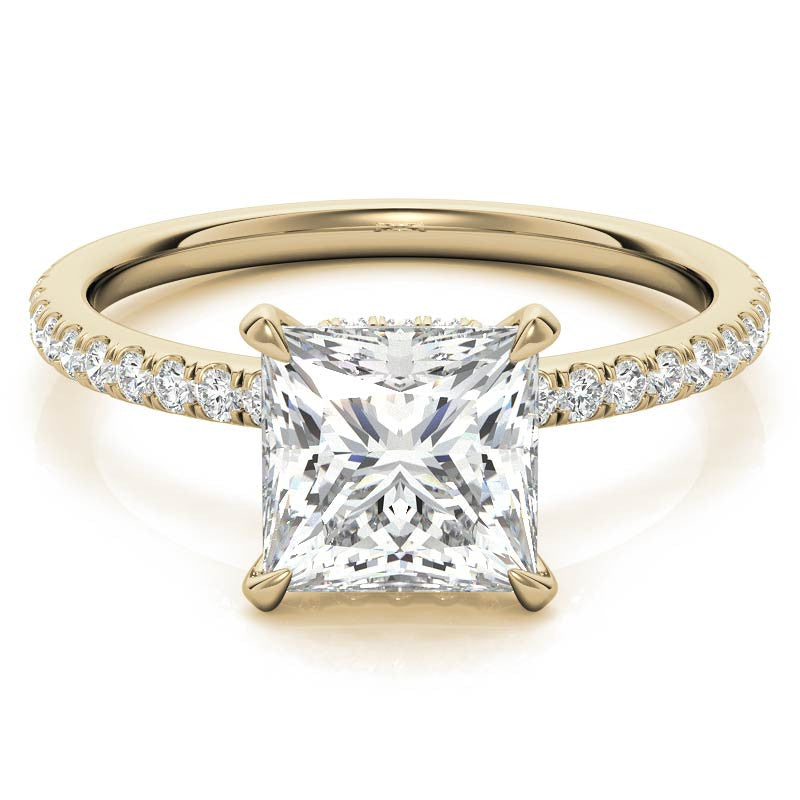 Princess Hidden Halo Moissanite Engagement Ring