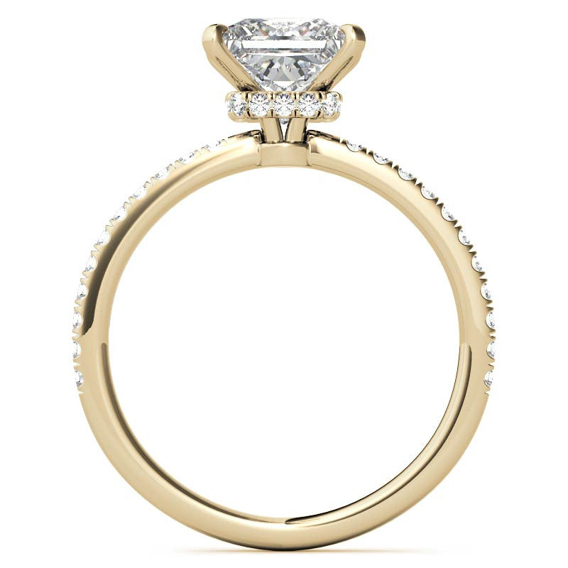 Princess Hidden Halo Moissanite Engagement Ring