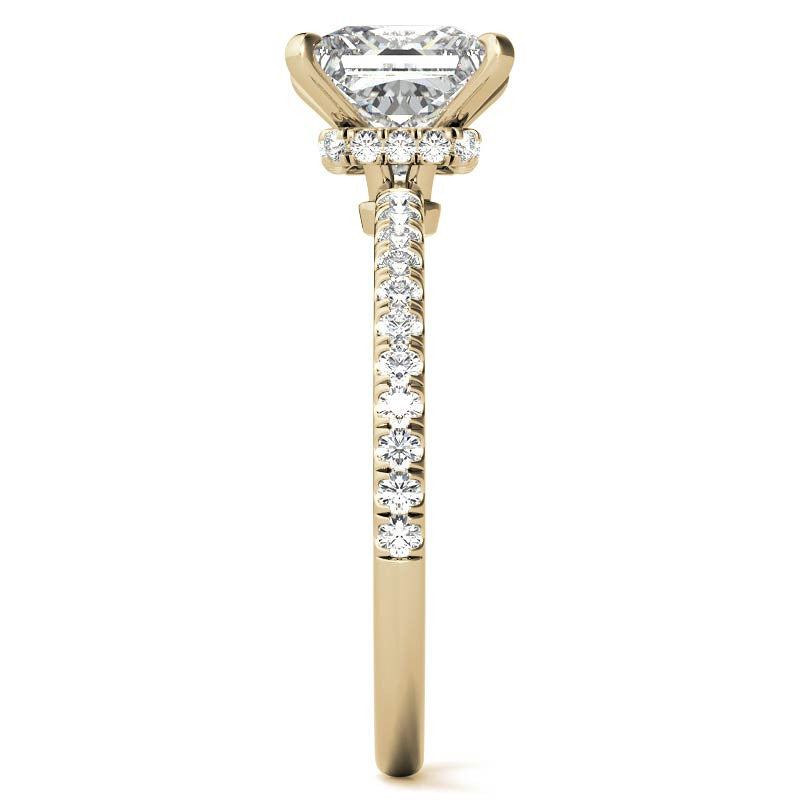 Princess Hidden Halo Moissanite Engagement Ring