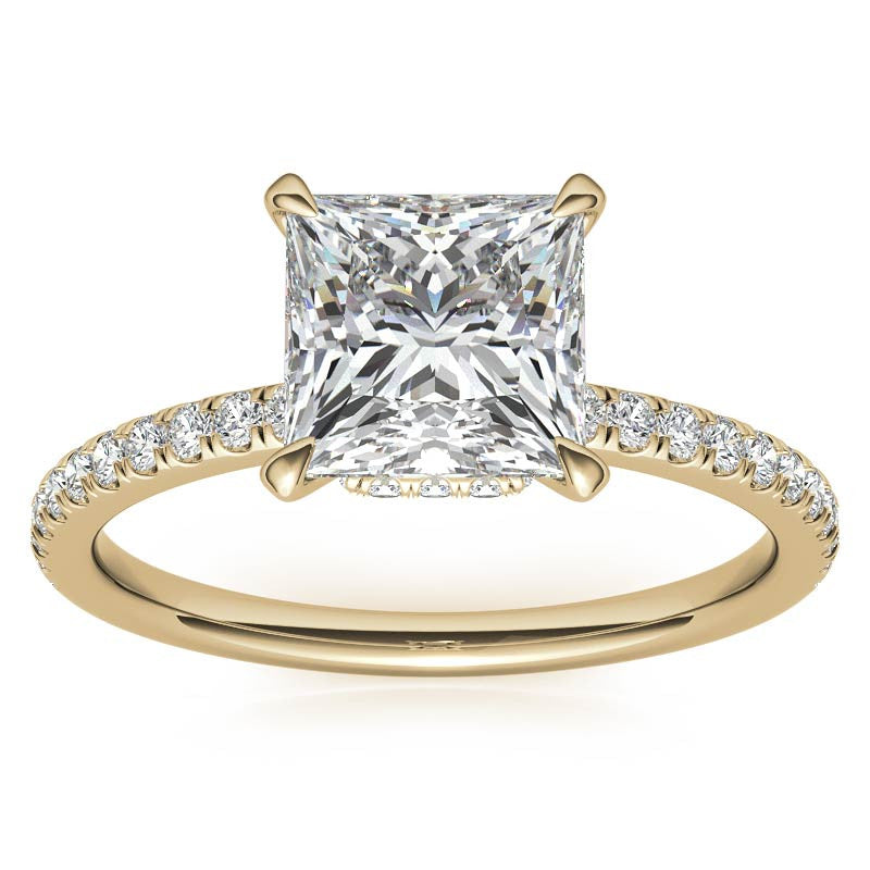 Princess Hidden Halo Moissanite Engagement Ring