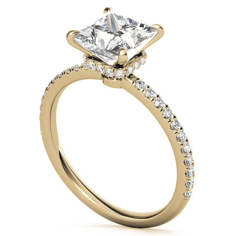 Princess Hidden Halo Moissanite Engagement Ring
