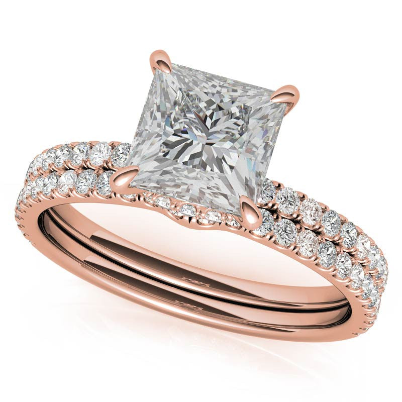 Princess Hidden Halo Moissanite Engagement Ring