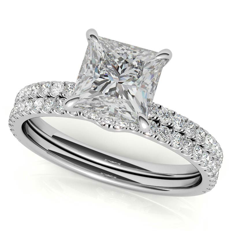 Princess Hidden Halo Moissanite Engagement Ring
