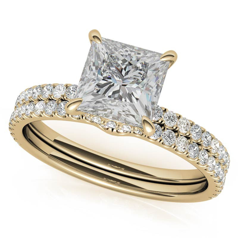 Princess Hidden Halo Moissanite Engagement Ring