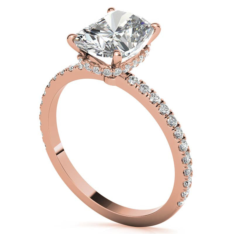 Rectangular Cushion Hidden Halo Moissanite Engagement Ring